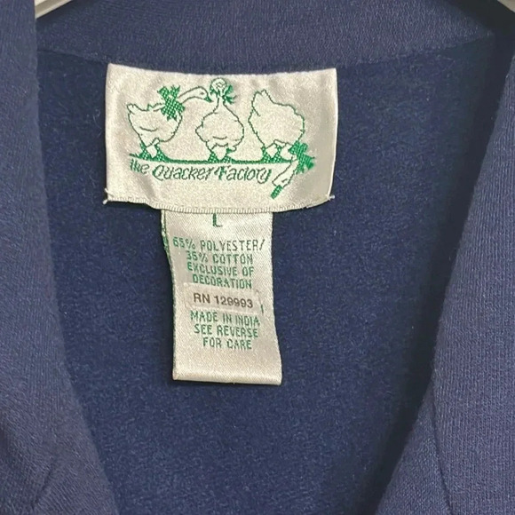 VTG the quacker factory snowflake winter holiday zipper blue vest women’s large - Picture 3 of 6